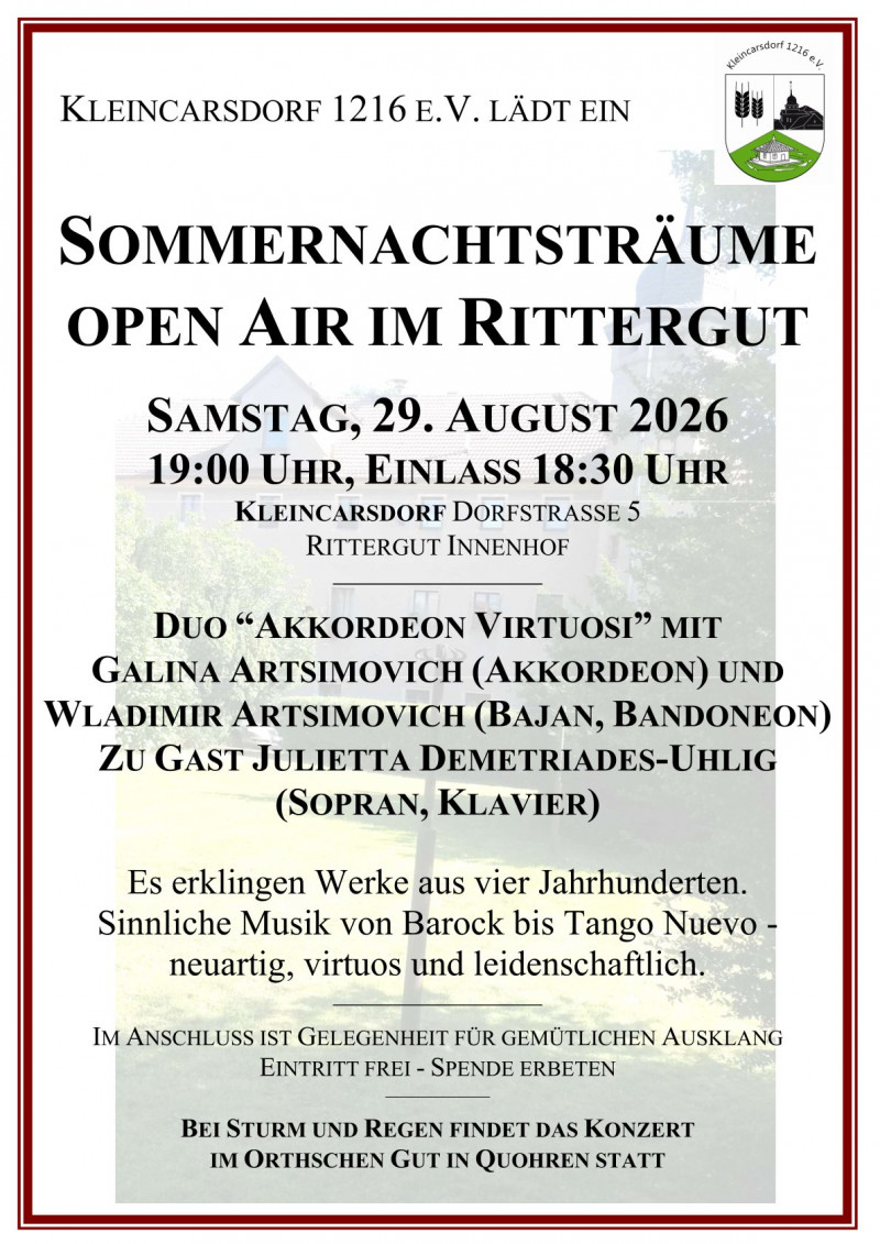 026-08-29 - Rittergut Kleincarsdorf - Programm